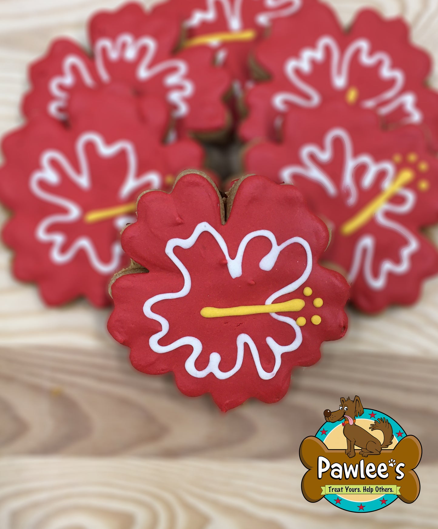 Kekse mit Hibiskusdekor, 6 Stück