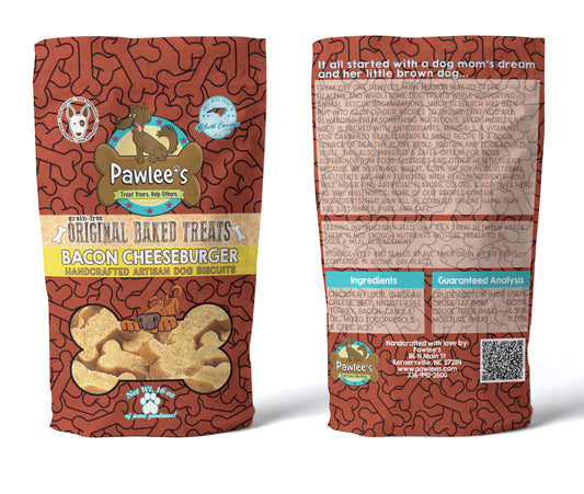 Pawlees getreidefrei gebackener Hundesnack mit Speck-Cheeseburger