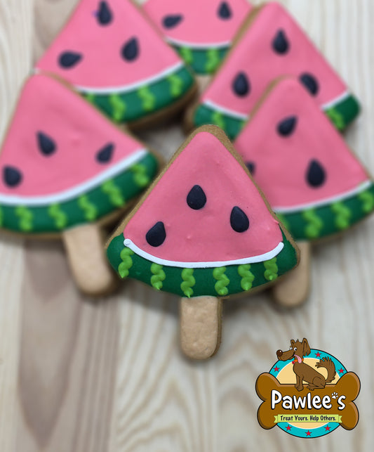 Watermelon on a Stick Decorated Cookie 4/Pack