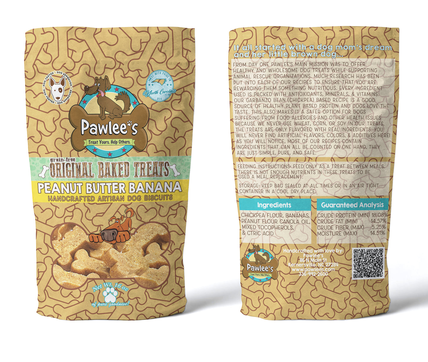 Pawlees getreidefrei gebackene Hundesnacks mit Erdnussbutter-Banane