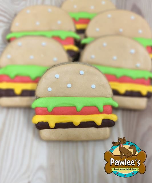 Biscuit décoré de cheeseburger (commande minimum de 6 pièces)