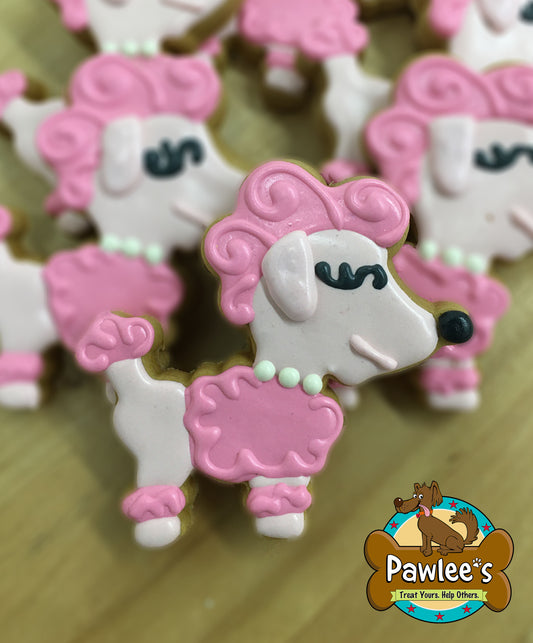 Pink Poodle Cookie 4/Pack