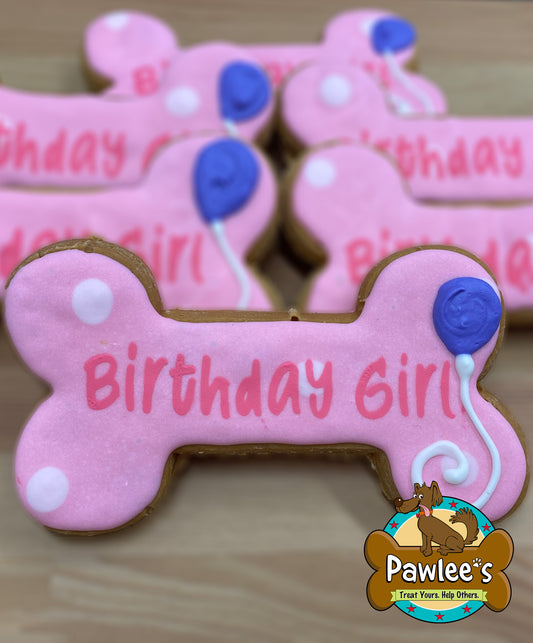 Biscuit aux os d'anniversaire pour fille (commande minimum de 6 pièces)