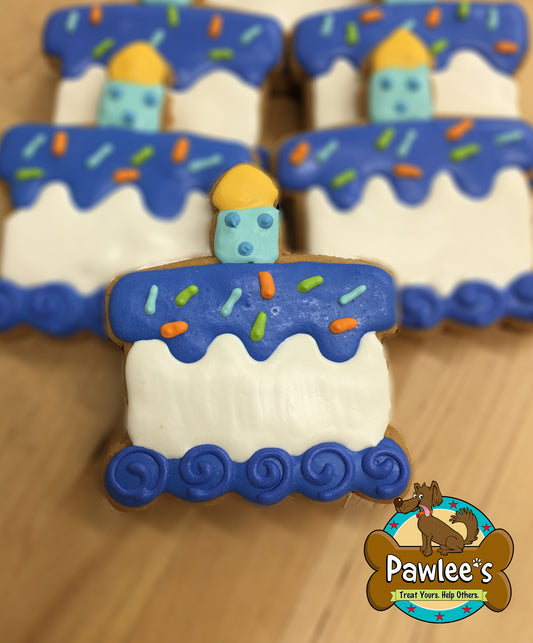 Barkday Cake with Candle Cookie Blue 4/Pack