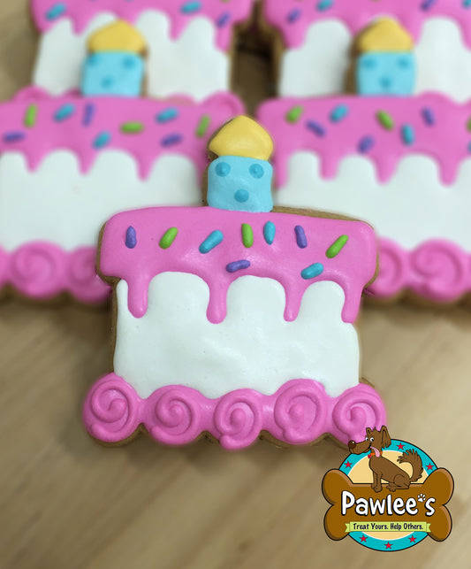 Barkday Cake with Candle Cookie Pink 4/Pack