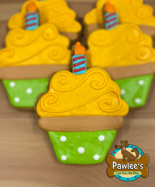 Cupcake with Candle Cookie 4/Pack
